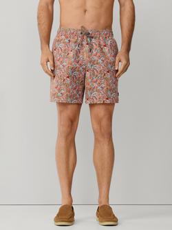 Hackett London Regular Fit  Floral Swim Shorts, Apricot Orange, Apricot Orange