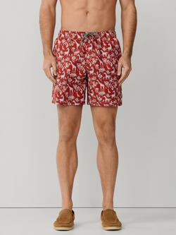 Hackett London Regular Fit Safari Swim Shorts, Apricot Orange, Red