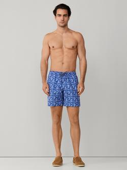 Hackett London Regular Fit Tiger Print Swim Shorts, Electric Blue - view 2, Electric Blue