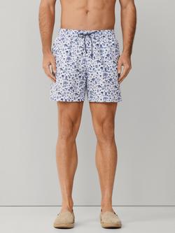 Hackett London Regular Fit Resort Print Swim Shorts, White, White