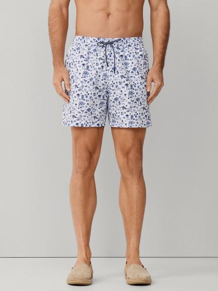 Hackett London Regular Fit Resort Print Swim Shorts, White, White