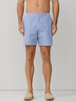 Hackett London Seersucker Swim Shorts, Ink Blue/White, Ink Blue/White