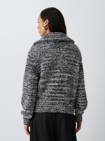 John Lewis Boucle Half Zip Jumper, Twist Yarn - view 2, Twist Yarn