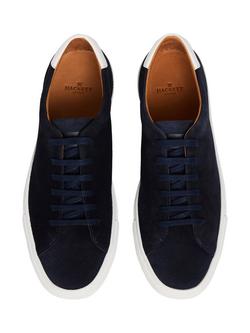 Hackett London Idol Suede Trainers, Marine Blue - view 2, Marine Blue