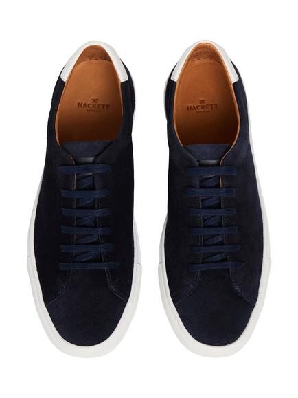 Hackett London Idol Suede Trainers, Marine Blue - view 2, Marine Blue