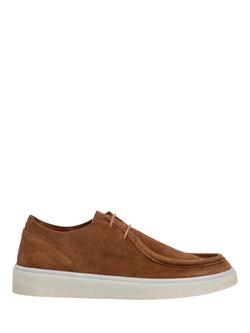 Hackett London Suede Lace Up Moccasin Shoes, Nut Brown, Nut Brown