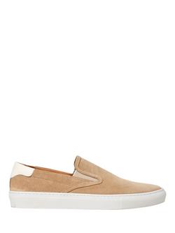 Hackett London Idol Suede Slip On Shoes, Stone Beige