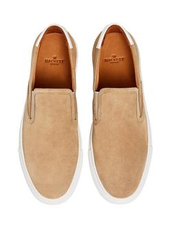 Hackett London Idol Suede Slip On Shoes - view 2, Stone Beige
