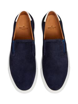 Hackett London Idol Suede Slip On Shoes - view 2, Marine Blue