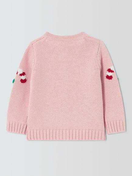 John Lewis Baby Candy Cane Cardigan, Pink Multi - view 2, Pink Multi