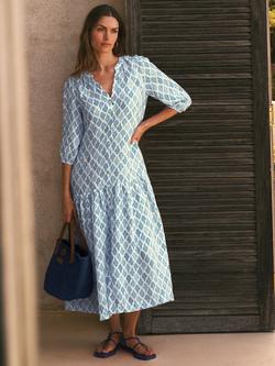 NRBY Anais Gauze Linen Dress, Blue/Multi, Blue/Multi
