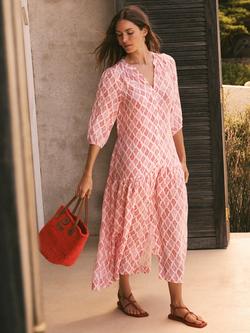NRBY Anais Gauze Linen Dress, Pink/Multi - view 2, Pink/Multi