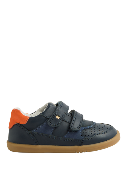 Bobux Kids' Hunter I-Walk Leather Trainers, Navy/Nasturtium