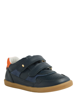 Bobux Kids' Hunter I-Walk Leather Trainers - view 2, Navy/Nasturtium