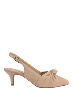 Jones Bootmaker Zia Leather Bow Detailed Slingback Sandals, Natural Sand