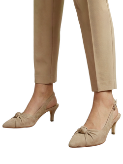 Jones Bootmaker Zia Leather Bow Detailed Slingback Sandals - view 2, Natural Sand