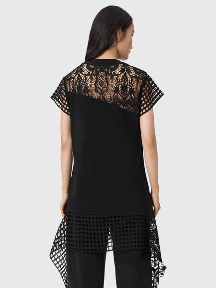 AllSaints Zala Hanky Hem T-Shirt Dress, Black - view 2, Black