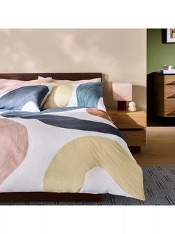 MADE Rala Abstract Print Cotton Percale Duvet Cover Set, Grey, Grey