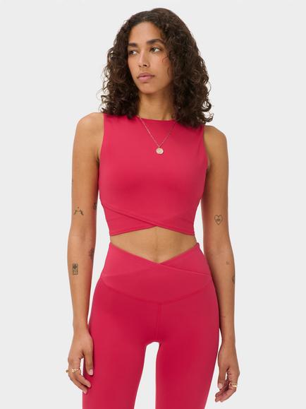 Sweaty Betty All Day Cropped Wrap Vest, Crimson Red, Crimson Red