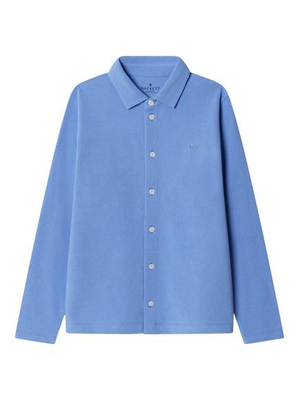 Hackett London Kids' Classic Fit Long Sleeve Pique Cotton Polo Shirt, Bright Blue