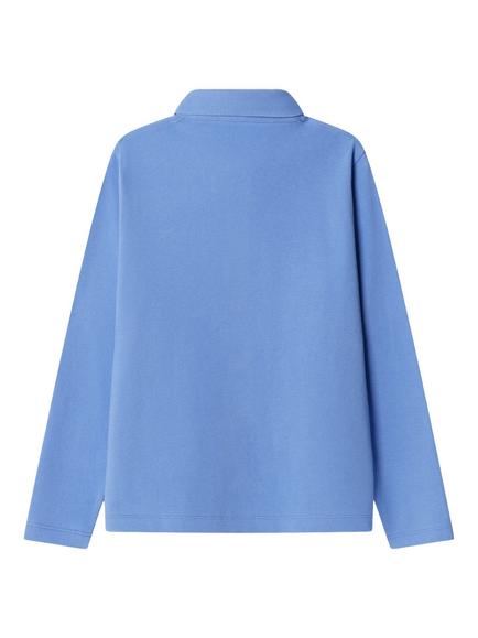 Hackett London Kids' Classic Fit Long Sleeve Pique Cotton Polo Shirt - view 2, Bright Blue
