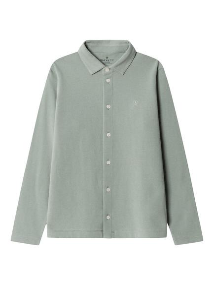 Hackett London Kids' Classic Fit Long Sleeve Pique Cotton Polo Shirt, Sage Green