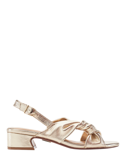 Moda in Pelle Macarena Leather Block Heel Sandals, Gold, Gold