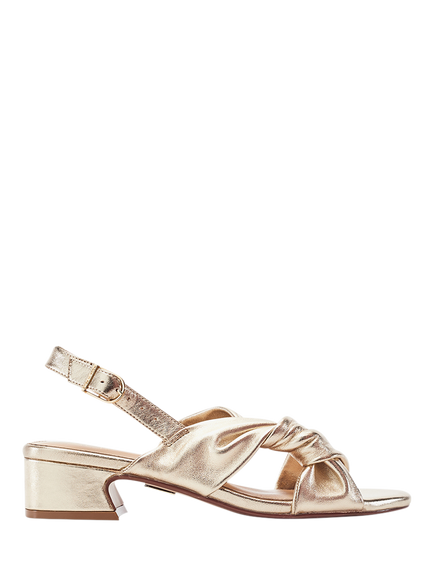 Moda in Pelle Macarena Leather Block Heel Sandals, Gold, Gold