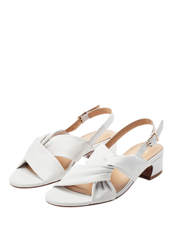 Moda in Pelle Macarena Leather Block Heel Sandals - view 2, Off White