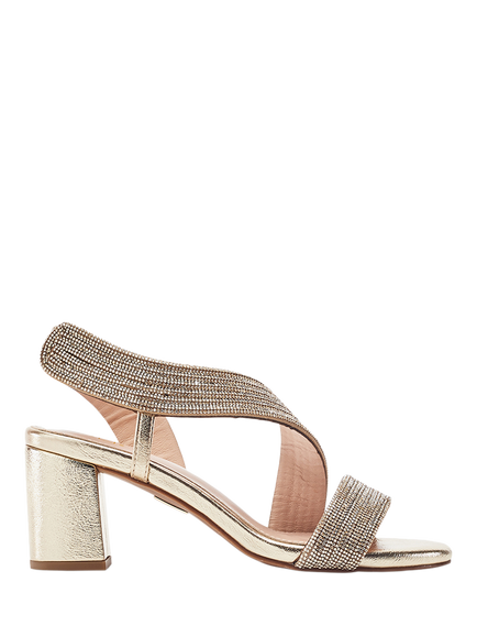 Moda in Pelle Nikkia Embellished Block Heel Sandals, Gold