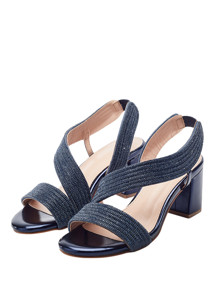 Moda in Pelle Nikkia Embellished Block Heel Sandals - view 2, Navy