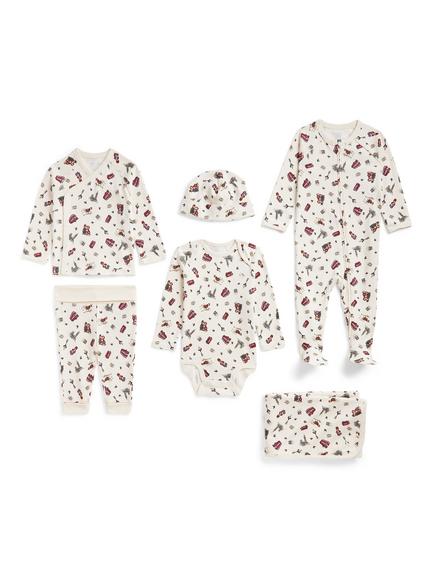 Ralph Lauren Baby 6 Piece Cotton Bodysuit Set, Winter Bearville, Winter Bearville