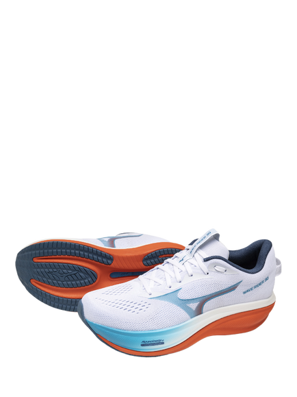 Mizuno WAVE RIDER 30 Running Shoes, White/Blue/Orange - view 2, White/Blue/Orange