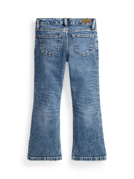 Ralph Lauren Kids' Flared Cotton Denim Jeans, Kindal Wash - view 2, Kindal Wash