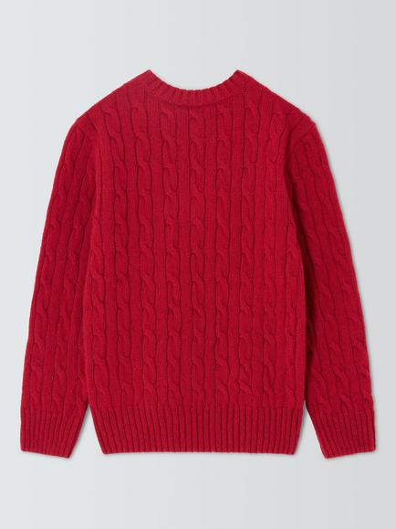 Polo Ralph Lauren Kids' Cable Knit Crew Neck Jumper, Fireside Red - view 2, Fireside Red