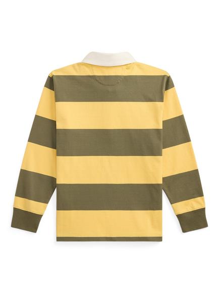 Polo Ralph Lauren Kids' Long Sleeve Stripe Rugby Shirt, Beach Yellow/Olive - view 2, Beach Yellow/Olive