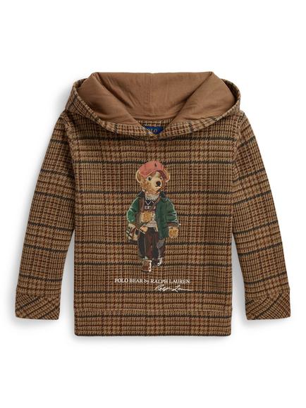 Polo Ralph Lauren Kids' Tweed Bear Hoodie, Brown, Brown