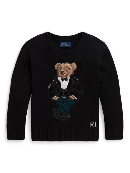 Polo Ralph Lauren Kids' Crew Neck Polo Bear Jumper, Polo Black, Polo Black