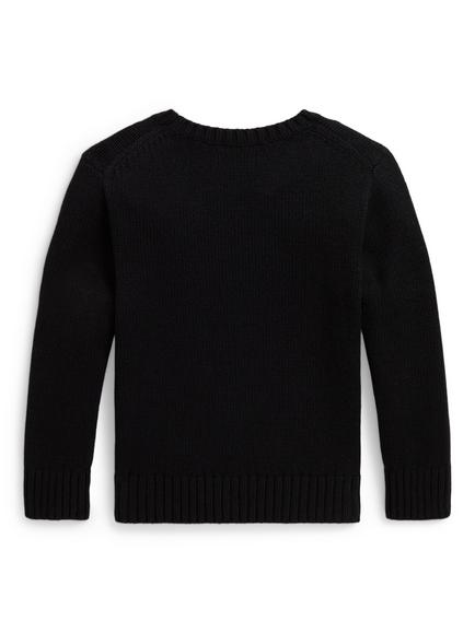Polo Ralph Lauren Kids' Crew Neck Polo Bear Jumper, Polo Black - view 2, Polo Black
