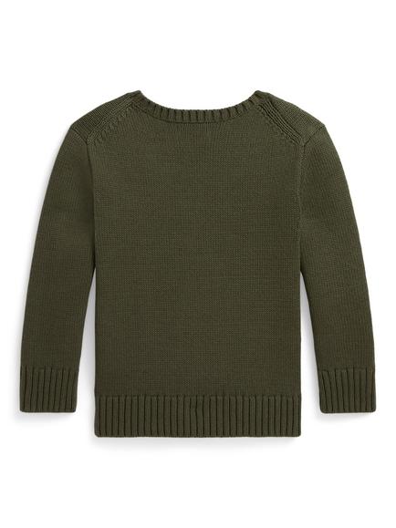 Polo Ralph Lauren Crew Neck Bear Jumper, Cruise Olive - view 2, Cruise Olive