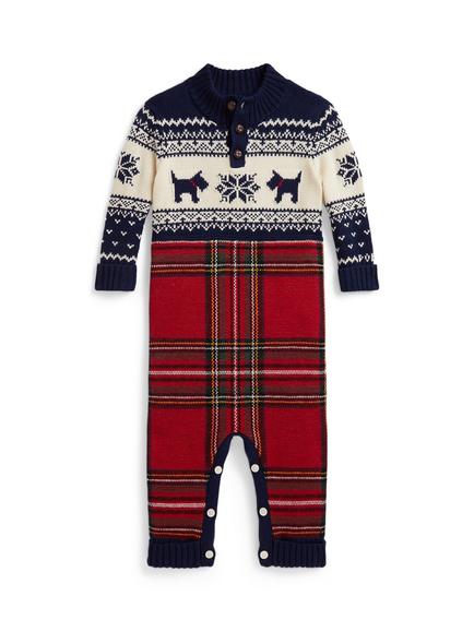 Ralph Lauren Baby Christmas All In One, Navy/Multi, Refined Navy Multi