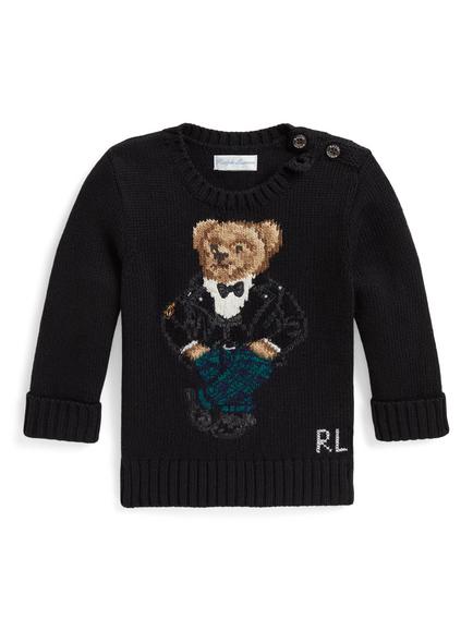 Ralph Lauren Baby Knitted Teddy Jumper, Polo Black, Polo Black