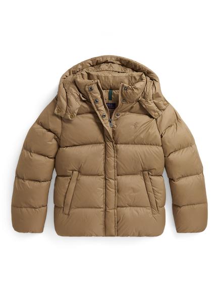 Polo Ralph Lauren Kids' Hooded Puffer Bomber Jacket, Camel, Camel