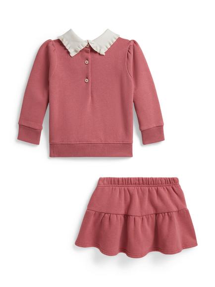 Ralph Lauren Baby Fleece Sweatshirt and Skirt Set, Canvas Pink - view 2, Canvas Pink