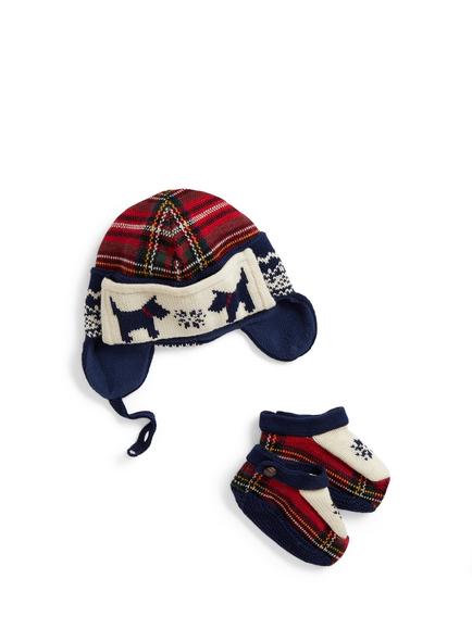 Ralph Lauren Baby Jumper, Hat and Booties Set, Navy/Multi, Refined Navy Multi