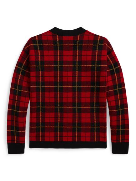 Ralph Lauren Kids' Polo Check Cardigan, Black/Multi - view 2, Polo Black Multi