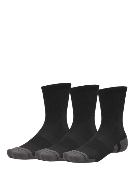 Under Armour Performance Crew Socks, Pack of 3, Ultimate Black/Ult, Ultimate Black / Ult