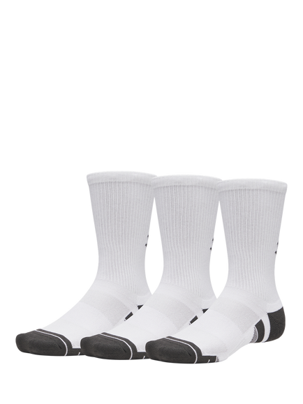 Under Armour Performance Crew Socks, Pack of 3, White/White/Jet, White / White / Jet