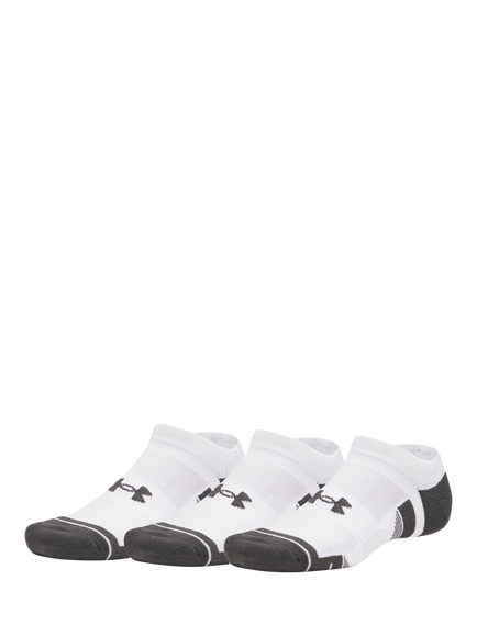 Under Armour Performance No Show Training Socks, Pack of 3, White/White/Jet, White / White / Jet