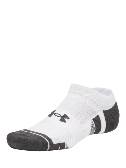 Under Armour Performance No Show Training Socks, Pack of 3, White/White/Jet - view 2, White / White / Jet